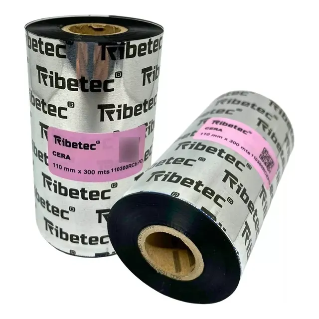 10 Ribbon De Cera 110x300 Mts Para Impresora De Etiquetas Tinta Negro