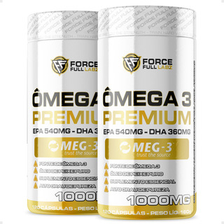 Kit 2x Ômega 3 Com Selo Meg3 Tg Concentrado Epa Dha 120 Capsulas 1000 Mg Force Full Labz Sem Sabor Kit 2x Ômega 3 Com Selo Meg3 Tg Concentrado Epa Dha 120 Capsulas 1000 Mg Force Full Labz Sem Sabor