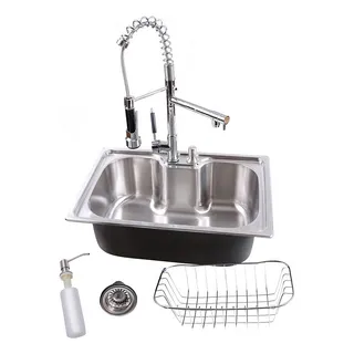 Kit Cuba Gourmet 60x42 Com AcessĂłrios E Torneira Monocomando Cor Prateado Kit Cuba Gourmet 60x42 Com AcessĂłrios E Torneira Monocomando Cor Prateado