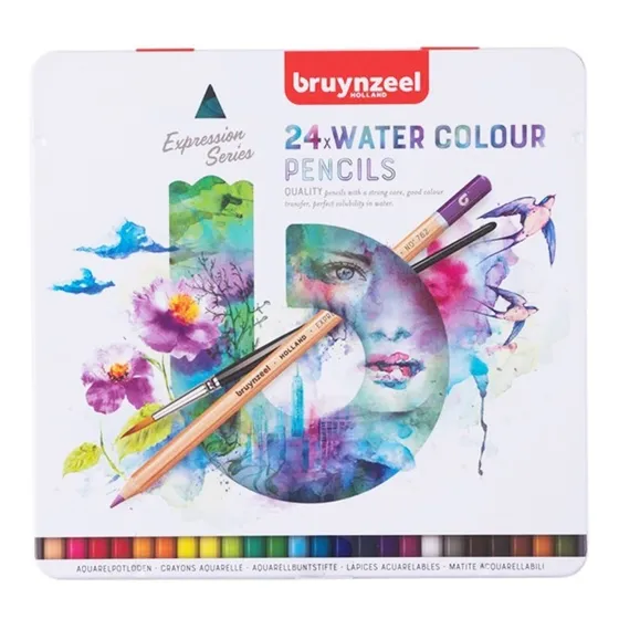 Lápices Acuarelables Bruynzeel Estuche Metal X 24 + Pincel 