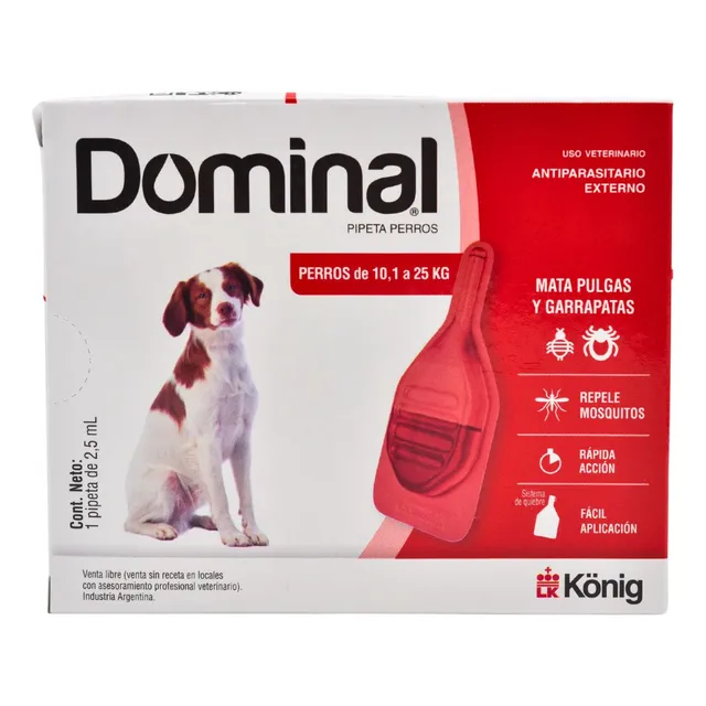 Pipeta Antipulgas Y Garrapatas Dominal 10-25 Kg Konig 2.5 Ml