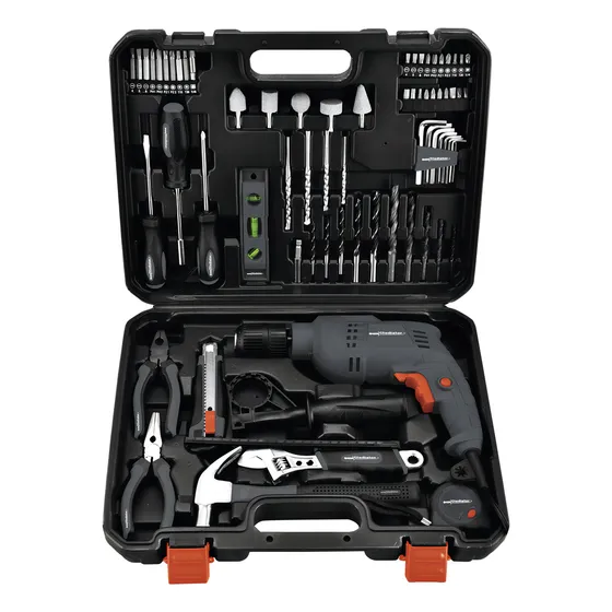 Taladro Percutor 13mm 650w + Kit Herramientas 122pcs+maletin Color Gris Frecuencia 50Hz