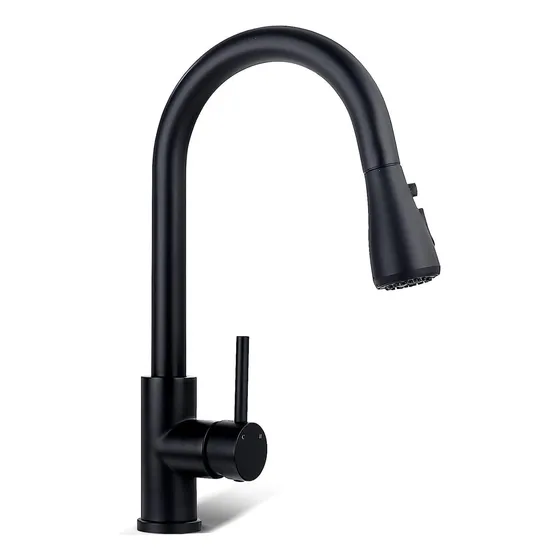 Llave De Fregadero Lavaplatos Negro Mate  De Lujo Monomando