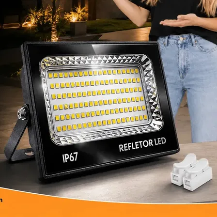 Holofote LED 400W Branco Frio B&G SLIM Preto Alumínio Montável