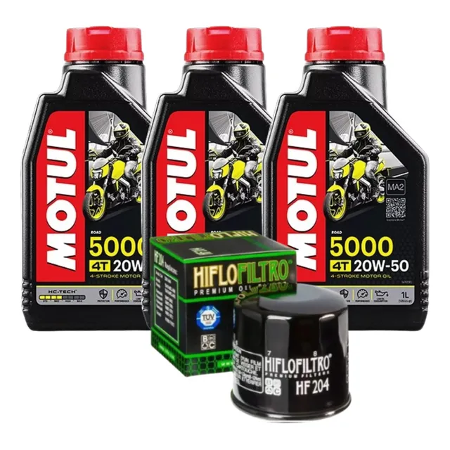 Kit 3 Óleo Motul 5000 20w50 + Filtro Hiflo Hf204 Shadow 600