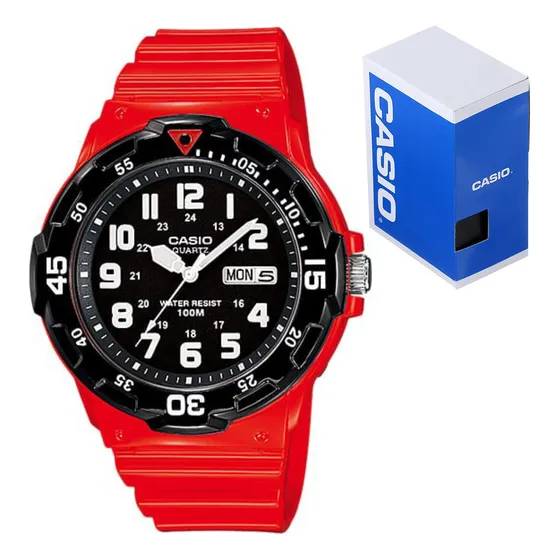 Reloj Casio Hombre Mrw 200hc 4b Rojo Brillante Fechador