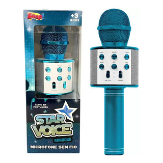 Microfone Infantil Bluetooth Karaoke Azul Sem Fio Usb - Zoop Microfone Infantil Bluetooth Karaoke Azul Sem Fio Usb - Zoop