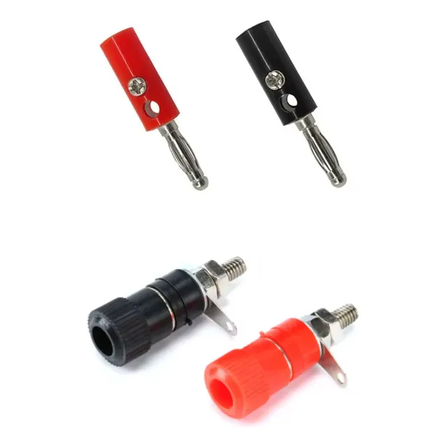 Conector Jack Banana 4mm Rojo Negro Macho Y Hembra (2 Pares)