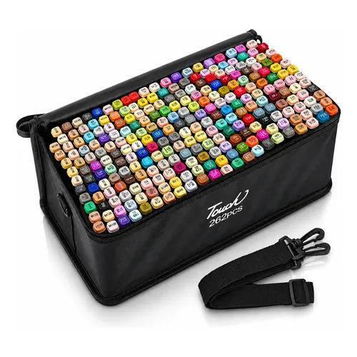 Kit 262 Canetinhas Coloridas Marcadoras Ponta Dupla Bolsa Cor Kit