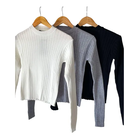 Sweater Hilo Mujer Al Cuerpo Con Trama Suave.
