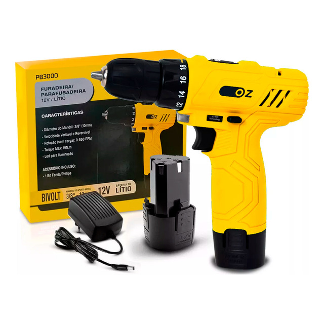 Parafusadeira Furadeira Bateria 12v Bivolt + Acessorios Parafusadeira Furadeira Bateria 12v Bivolt + Acessorios