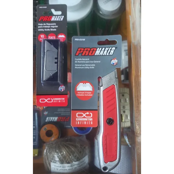 Exacto Con Hojilla Metal Retractil + Repu. De 10pza Promaker