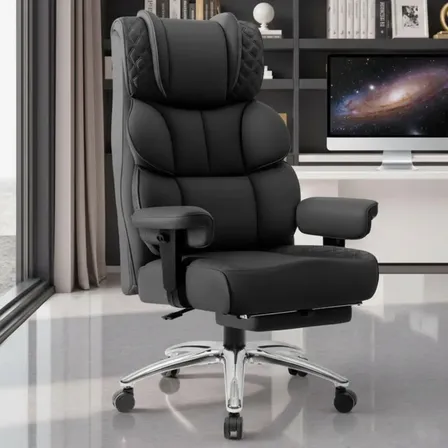 Cadeira De Escritorio Poltrona Berlim Gamer Ergonômica Couro Sintético Pillow Top Reclinável Suporte Lombar Apoio De Pés E Braços Macio Resistente Suporta 200kg Luvinco