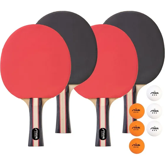 Stiga, Juego De 4 Raquetas De Tenis De Mesa, Con Pelotas