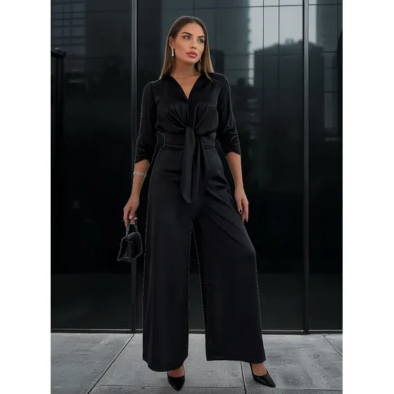 Set Selena Conjunto Pantalon Palazzo Y Blusa De Seda