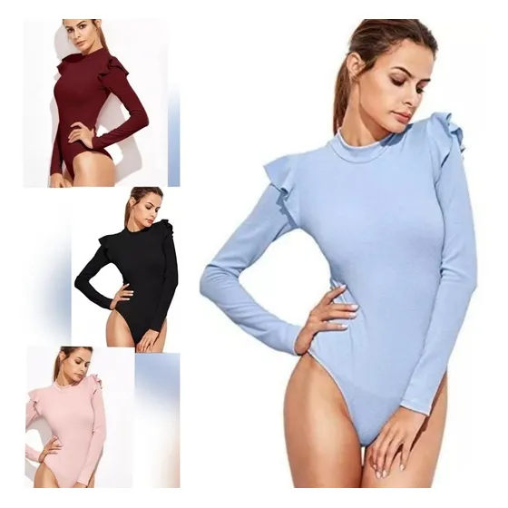 Body Dama Manga Larga Choker , Tiras, Escote