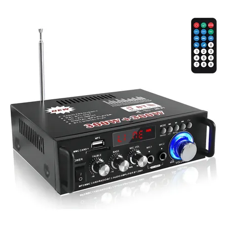Amplificador De Audio Estereo Para Carro Bluetooth 2 Canales De Salida Rms 600w Av-298bt Color Negro 600 W
