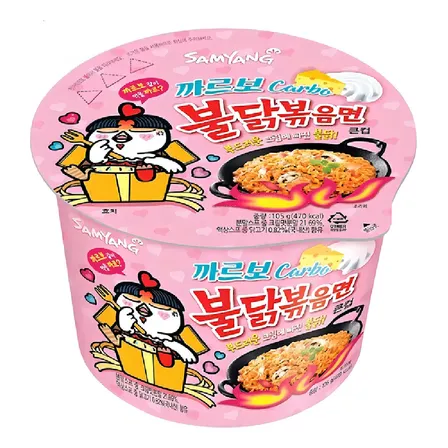 Fideos coreanos Samyang Buldak Carbonara Ramen Pollo Picante Gran Tazón 105g