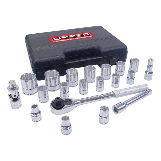 Juego Dados/accesorios Cuadros 1/2puLG Métrico 20pzas Urrea
