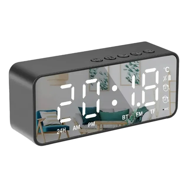 Reloj Despertador Digital C/bocina/bluetooth/radio Fm, Negro