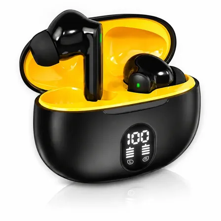 Audífonos Bluetooth 5.4 Inalámbricos Con Pantalla Led, Sonido Estéreo, Micrófono, Ipx5, 20 Horas, Compatibles Con iPhone Xiaomi Android - Ideales Para Deporte Y Gamer Negro