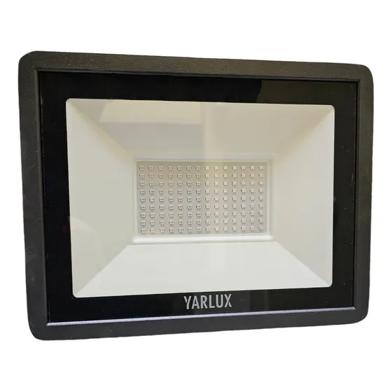 Reflector Led 100w Luz Azul Apto Exterior Interperie Carcasa Negro Yarlux