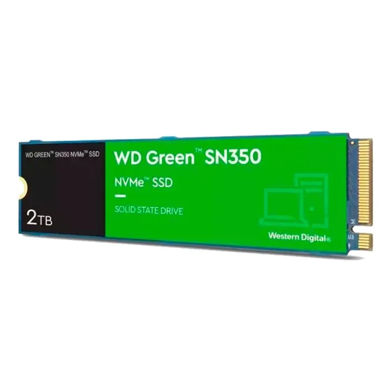 Ssd 2tb M.2 2280 Nvme Pcie Gen3 Western Digital WD Green SN350 Wds200t3g0c Velocidade De Leitura Até 3200mb/s Cor Verde Disco Sólido Interno