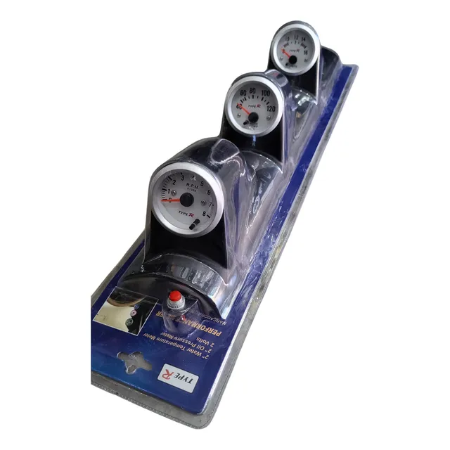 Tacometro Triple Reloj Temperatura Voltaje Y Rpm