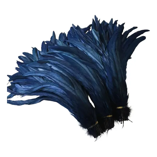 25 Plumas Cola De Gallo Sueltas 25-30cm Colores Azul Marino