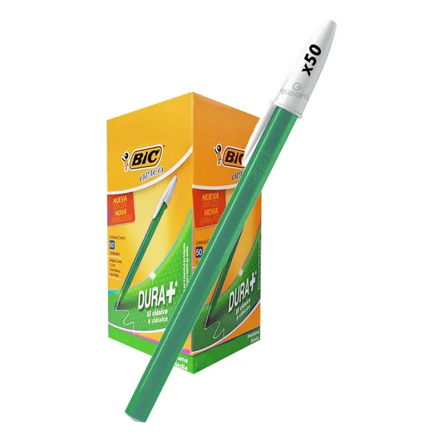 Lapicera Bic Opaco X50 Unidades Color Verde