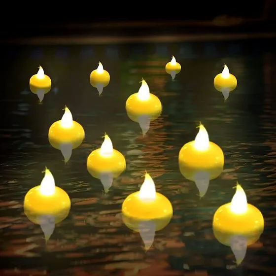 Luces De Piscina Flotante Lushvitae, Luces De Velas Flotante