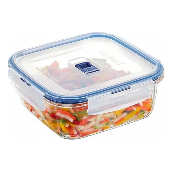 Contenedor de Alimentos Hermético Luminarc H7674 Vidrio 1.2 L Color Transparente/azul