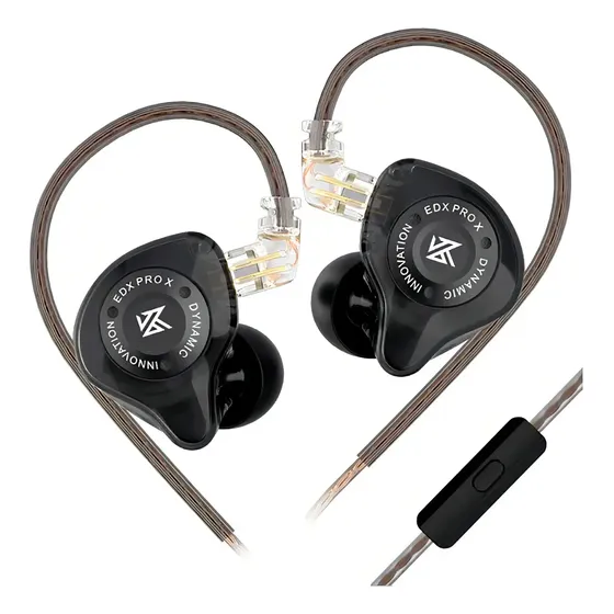 Auriculares In Ear Kz Edx Pro X Con Micrófono Color Negro 1DD MONITOREO GAMING