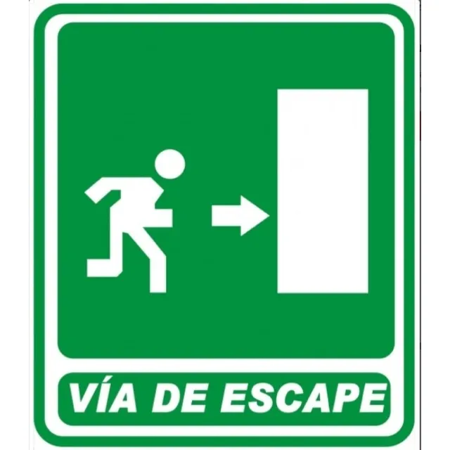 Letrero Aviso Vía De Escape 20x25cm Señalización Seguridad