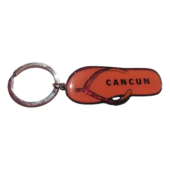 Llavero Souvenir Pantufla Flip Flop Esmalte Cancún México