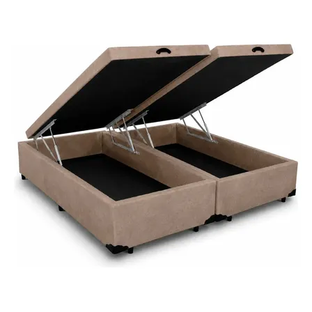 Cama Box Baú Queen Bipartido 158 Suede (41x158x198) Bege