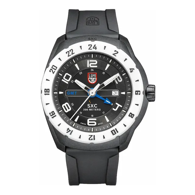 Reloj Luminox Sxc Correa De Goma Esfera Negra Bisel Blanco