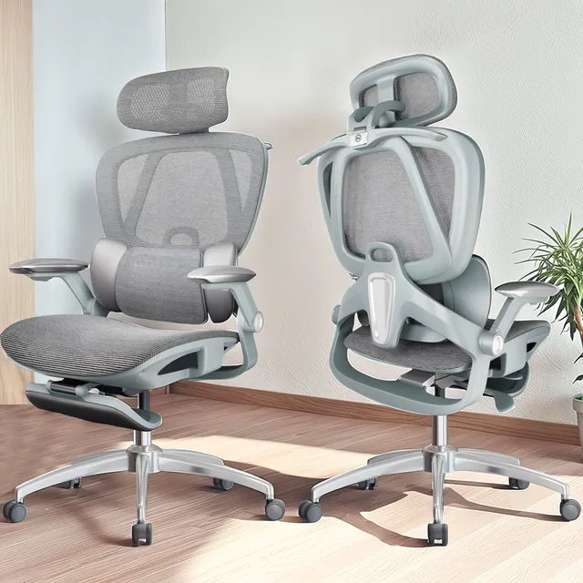 Silla Gamer Ergonómica Con Soporte Lumbar Elástico Ouo T70 Color Gris Material del tapizado Malla
