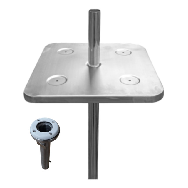 Mesa Inox Bar Molhado Quadrada + Chumbador Mesa Inox Bar Molhado Quadrada + Chumbador