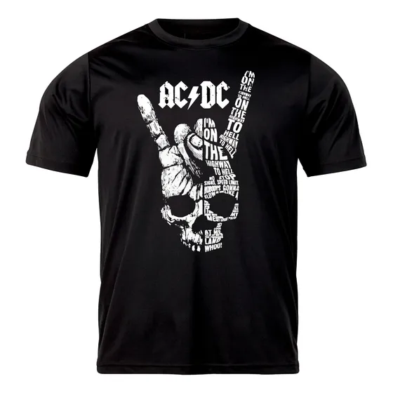 Camiseta Ac/dc Caveira Simbolo Style Banda De Rock Music