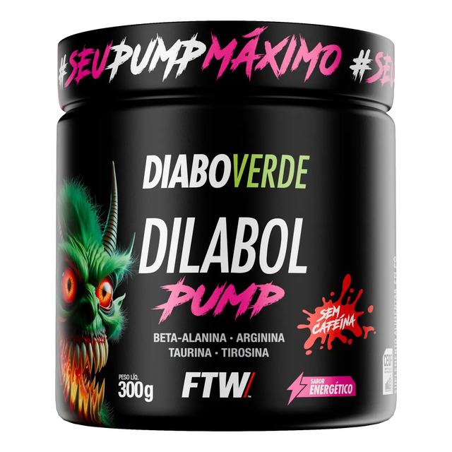 Pré Treino Dilabol Pump Diabo Verde Sem Cafeína 300g Ftw