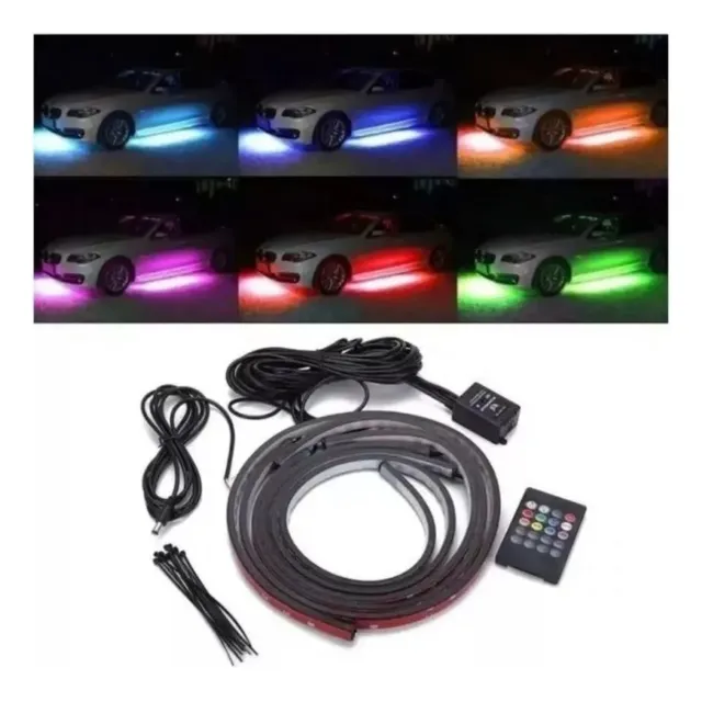 Luces Led Exterior Auto Rgb 4 Tiras Led Tuning Colores