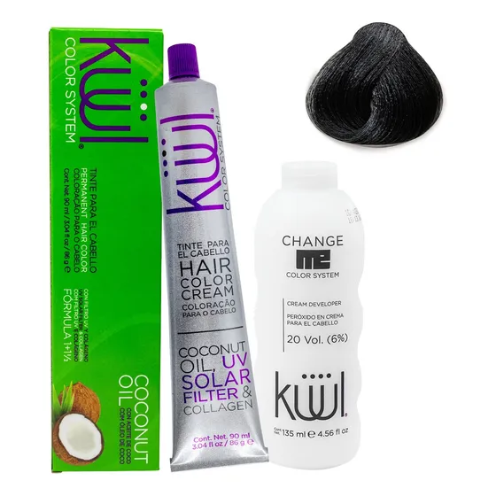 Kit Tinte De Cabello Kuul 90 Ml Naturales  + Peroxido 20 Vol