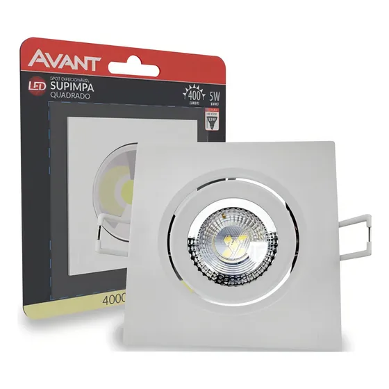 Spot Led Authentic Embutir 5w 4000k Branco Neutro 9m 127/220v Ip20 Quadrado Branco Cod: 865020872 Avant