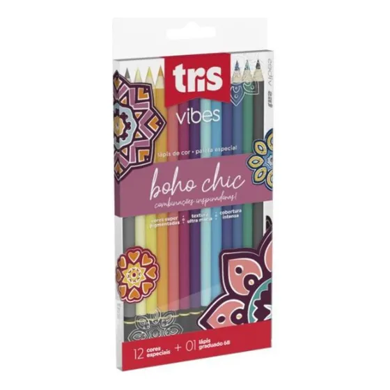 Lápis De Cor 12 Cores Tons Boho Chic Tris Vibes