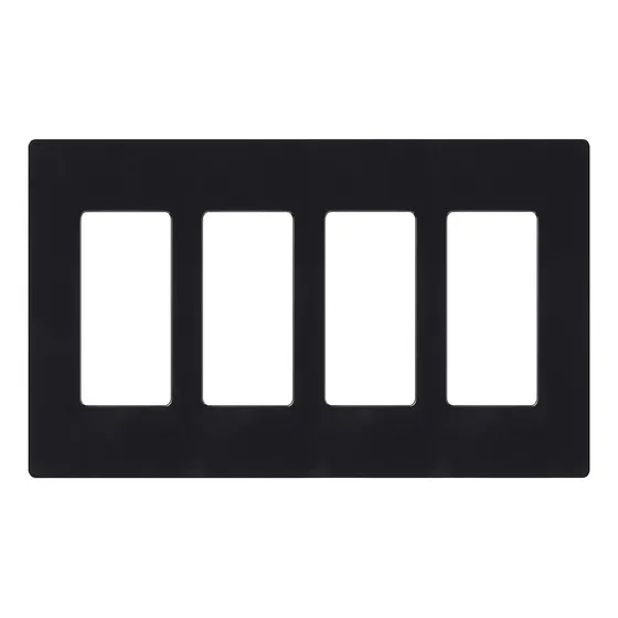 Placa De Pared 4 Espacios, Para Atenuador Lutron Cw4 Color Negro