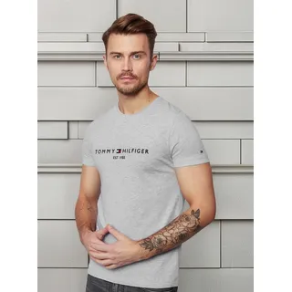 Camiseta Tommy Hilfiger Masculina Core Logo Tee Cinza Mescla Camiseta Tommy Hilfiger Masculina Core Logo Tee Cinza Mescla