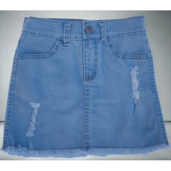 Pollera Tiki Jeans Celeste Flecos Niña Infantil Talles 2al16