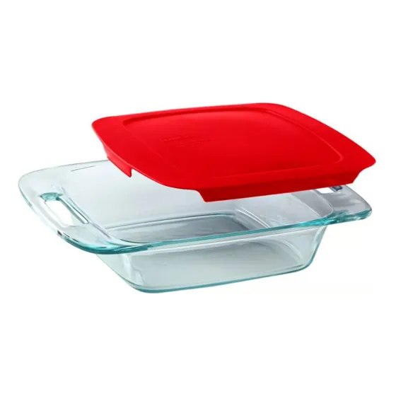 Bandeja De Vidrio Pyrex Con Tapa Y Asas 1.9 Litros
