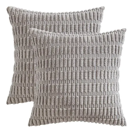 Pack X2 Fundas De Almohadas Aura Zeus Cojín Sillón Cama Suave 45 X 45 cm Con Cierre Boho Nórdico Premium Gris